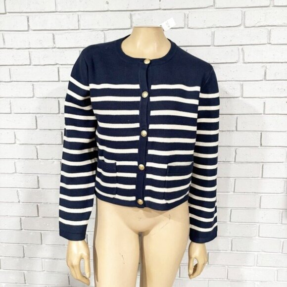 J.Crew Women’s Emilie Sweater Lady Jacket in Stripe - Size Large - Picture 2 of 15